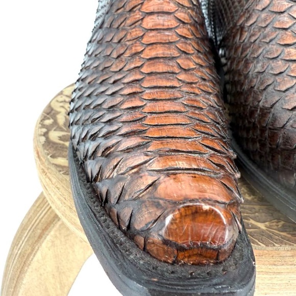 Corral Brown Python Full Exotic Ankle Boots Size 8.5 - Picture 10 of 16